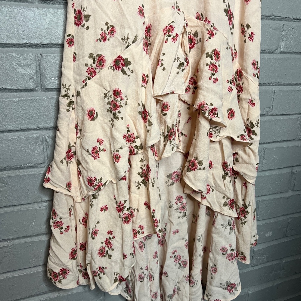 Vici Floral-Print Ruffle Midi High-Low Dress Size Small - Picture 9 of 16